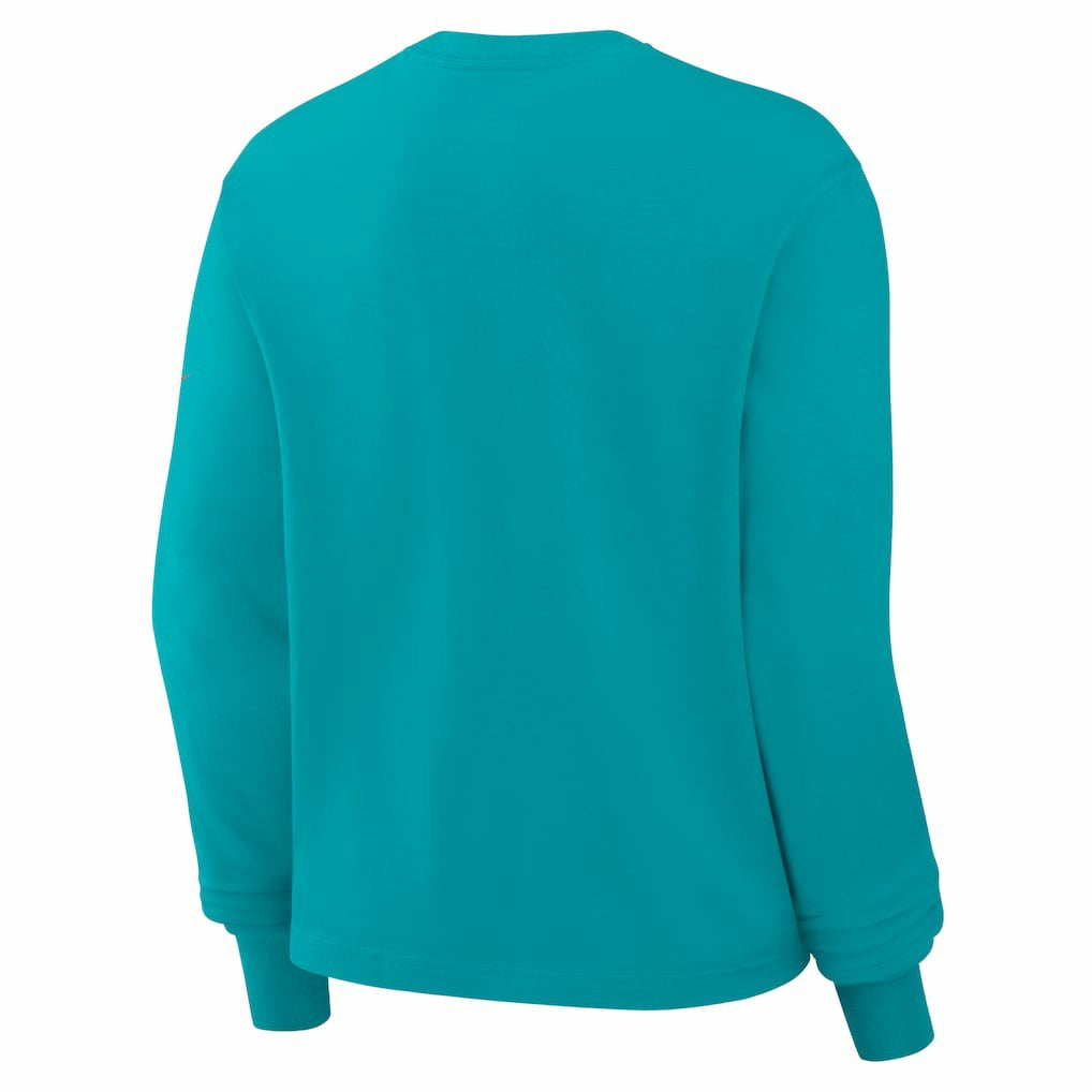 Miami Dolphins Women's Boxy Long Sleeve T-Shirt Aqua