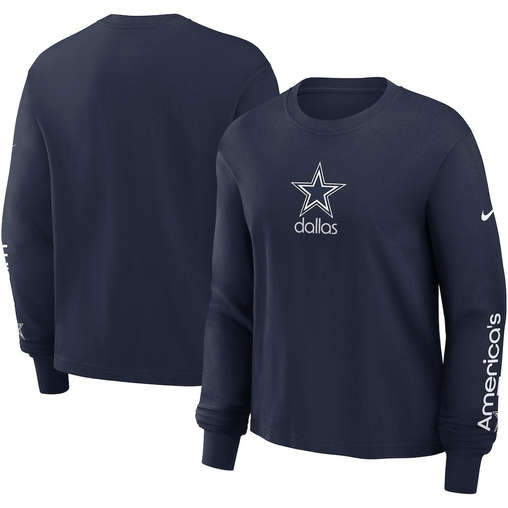Dallas Cowboys Women's Boxy Long Sleeve T-Shirt Navy