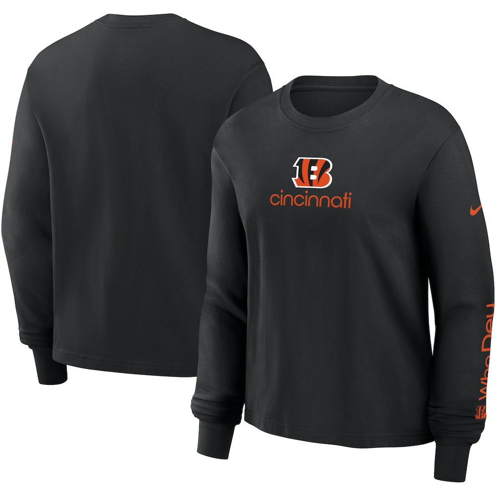 Cincinnati Bengals Women's Boxy Long Sleeve T-Shirt Black