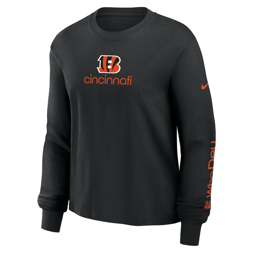 Cincinnati Bengals Women's Boxy Long Sleeve T-Shirt Black