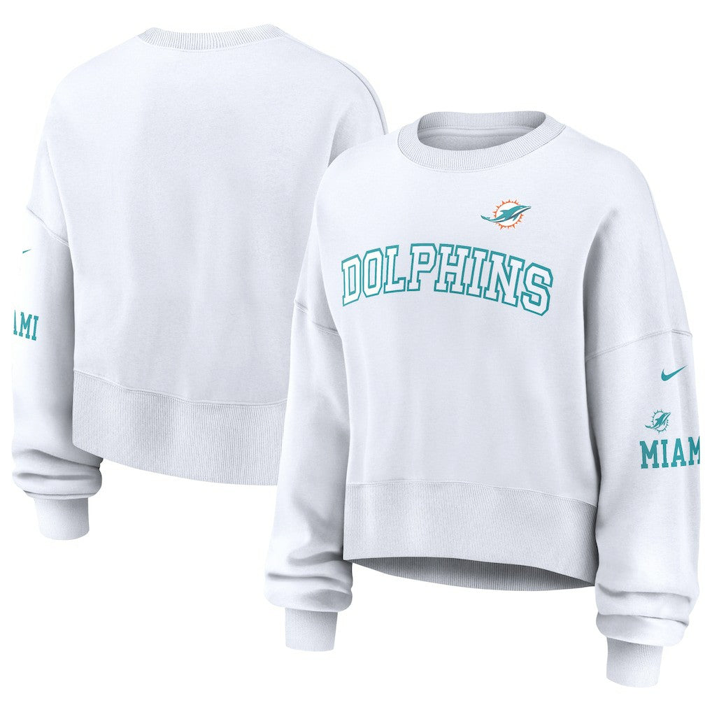 Miami Dolphins Women's Oversized Pullover Sweatshirt White
