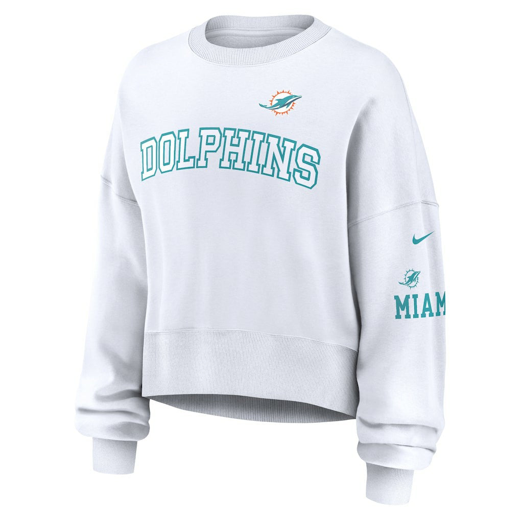 Miami Dolphins Women's Oversized Pullover Sweatshirt White