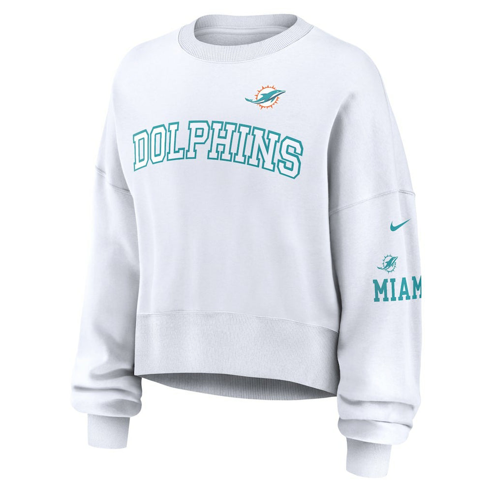 Miami Dolphins Women's Oversized Pullover Sweatshirt White