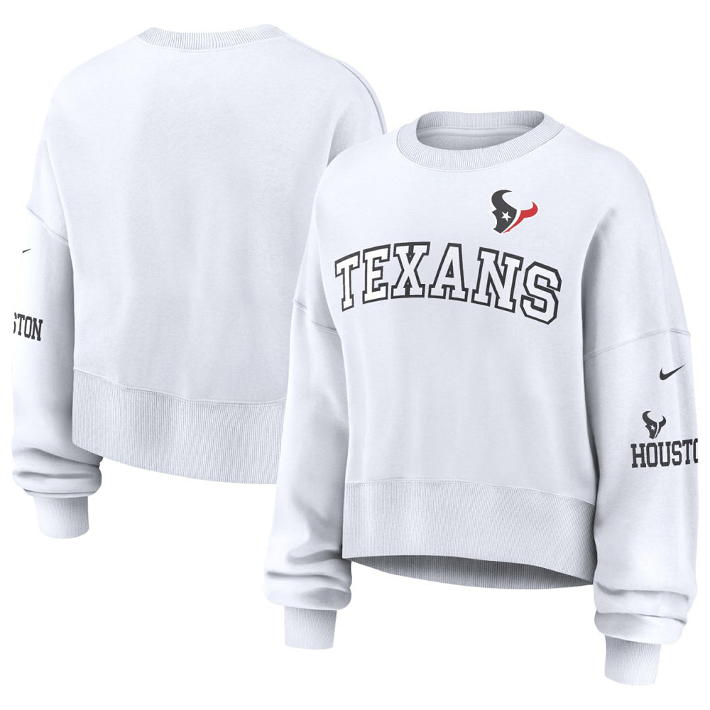 Houston Texans Women's Oversized Pullover Sweatshirt White