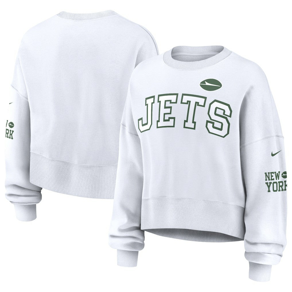 New York Jets Women's Oversized Pullover Sweatshirt White