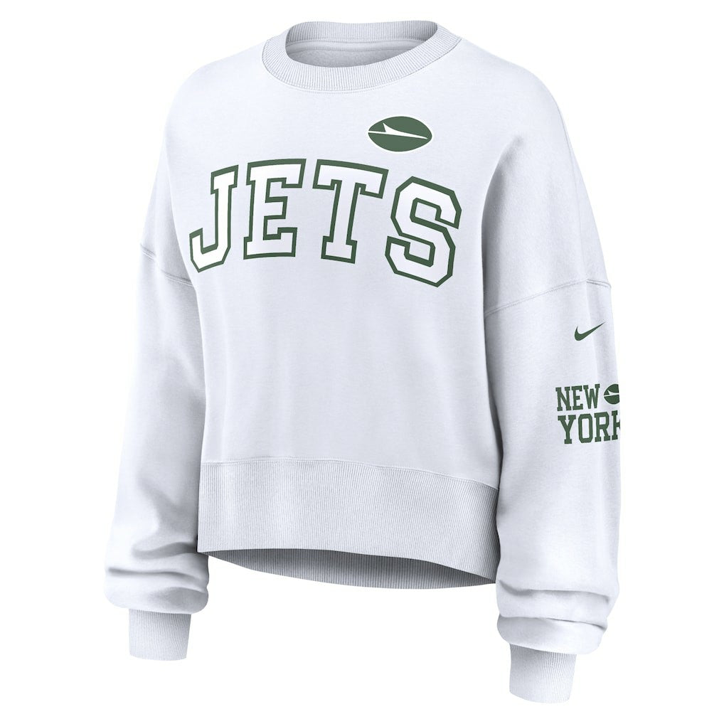 New York Jets Women's Oversized Pullover Sweatshirt White