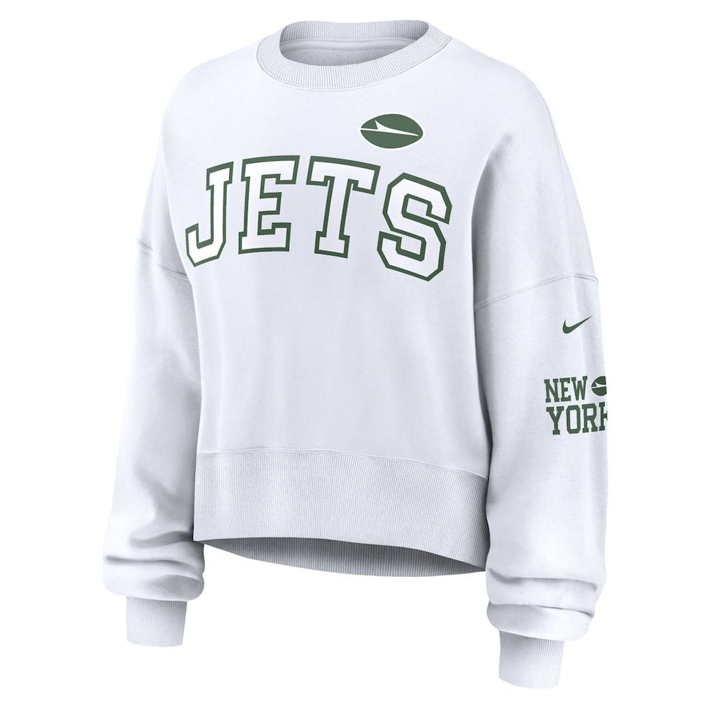 New York Jets Women's Oversized Pullover Sweatshirt White