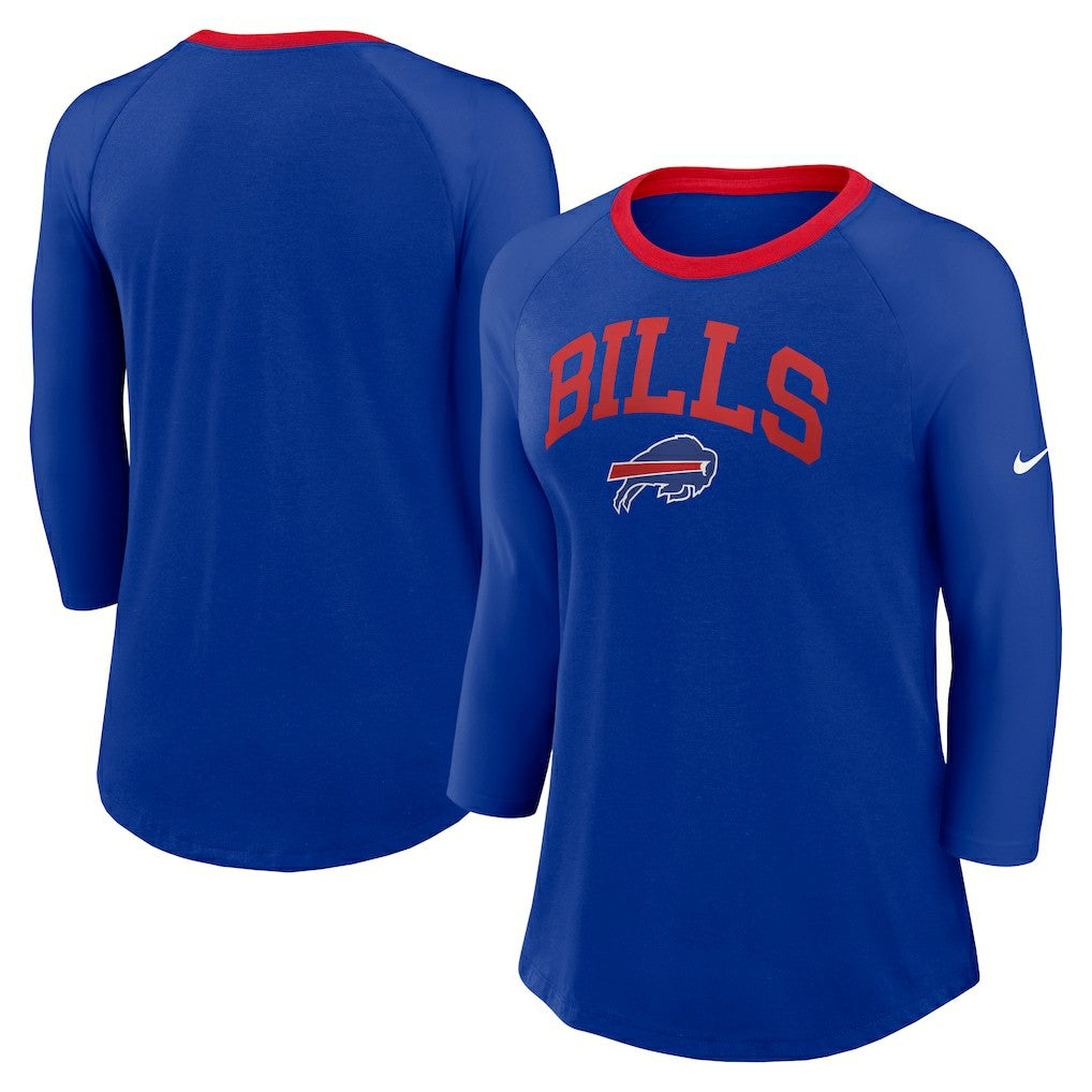 Buffalo Bills Women's 3/4 Sleeve Raglan Fashion Top Royal