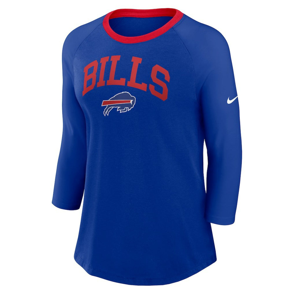 Buffalo Bills Women's 3/4 Sleeve Raglan Fashion Top Royal