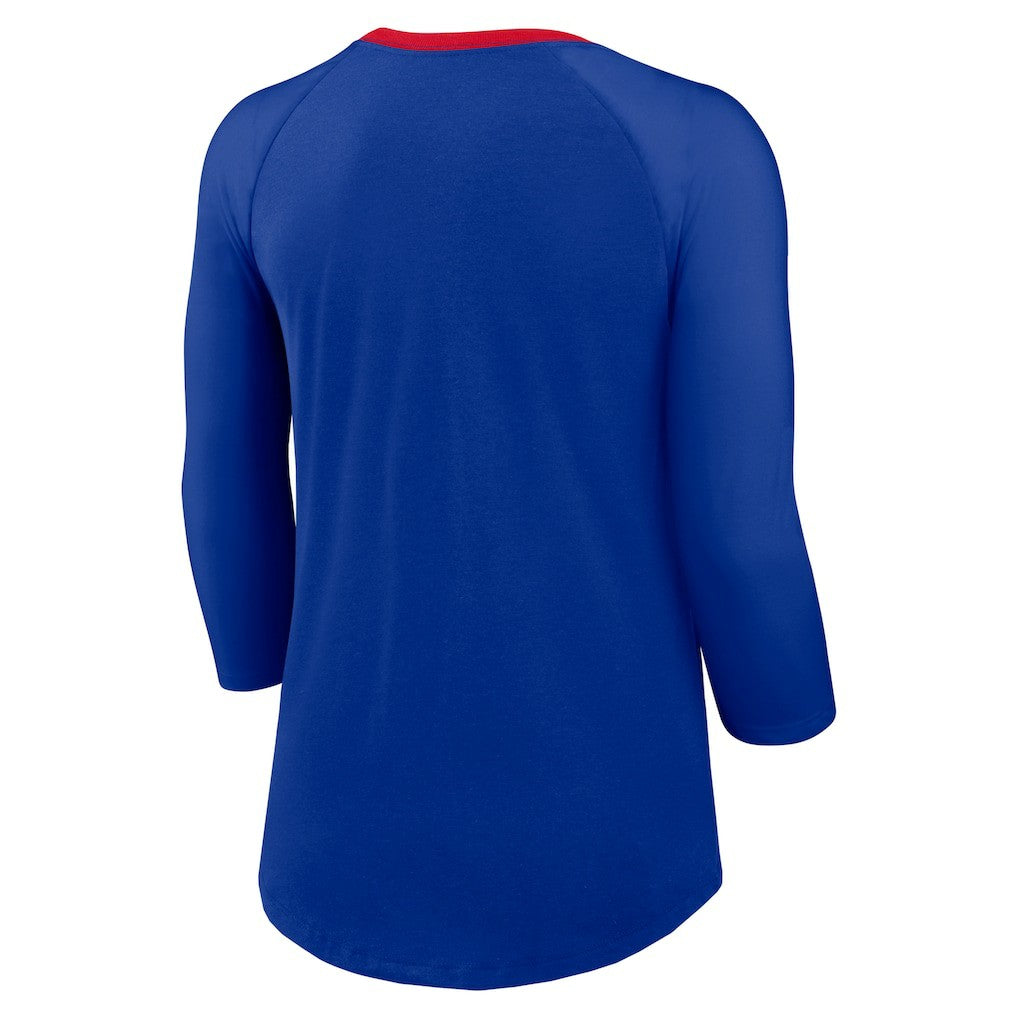 Buffalo Bills Women's 3/4 Sleeve Raglan Fashion Top Royal