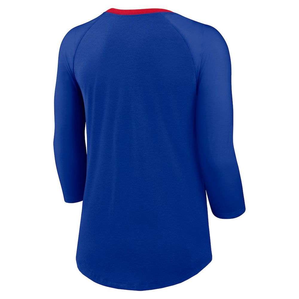 Buffalo Bills Women's 3/4 Sleeve Raglan Fashion Top Royal
