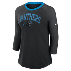 Carolina Panthers Women's 3/4 Sleeve Raglan Fashion Top Black