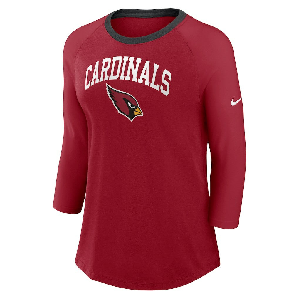 Arizona Cardinals Women's 3/4 Sleeve Raglan Fashion Top Cardinal