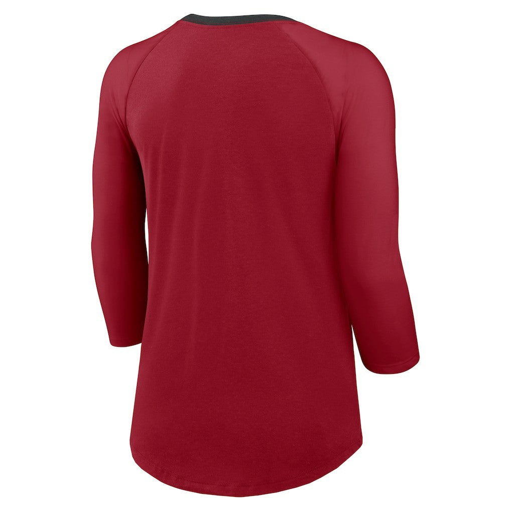 Arizona Cardinals Women's 3/4 Sleeve Raglan Fashion Top Cardinal