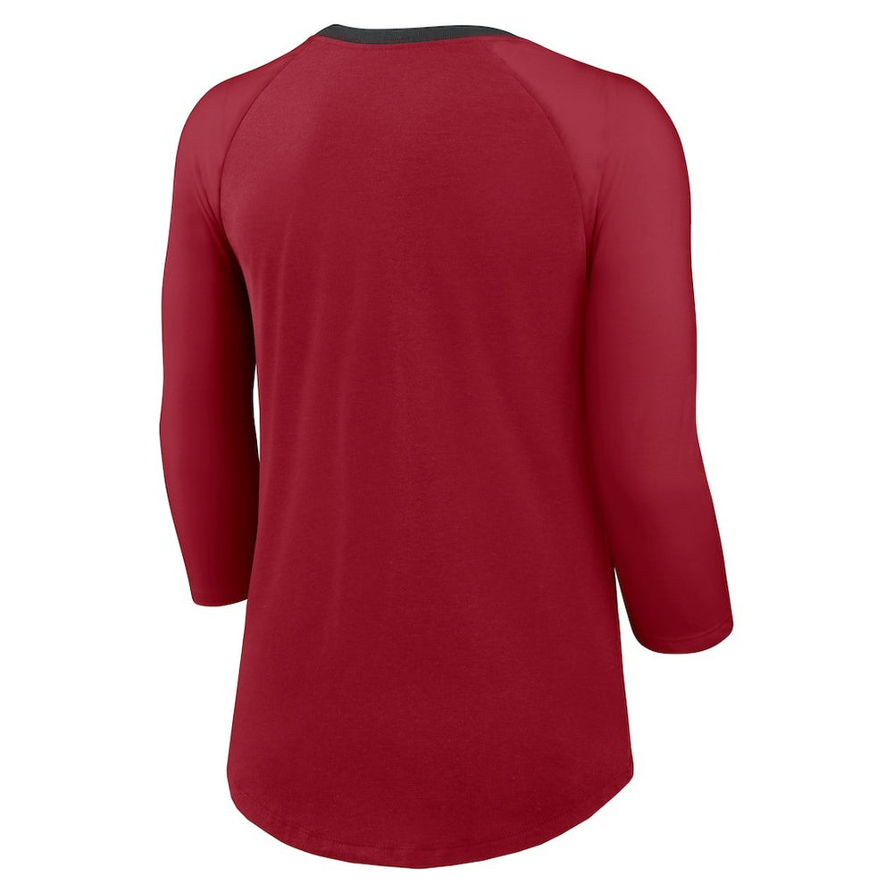 Arizona Cardinals Women's 3/4 Sleeve Raglan Fashion Top Cardinal