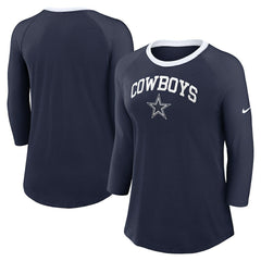 Dallas Cowboys Women's 3/4 Sleeve Raglan Fashion Top Navy
