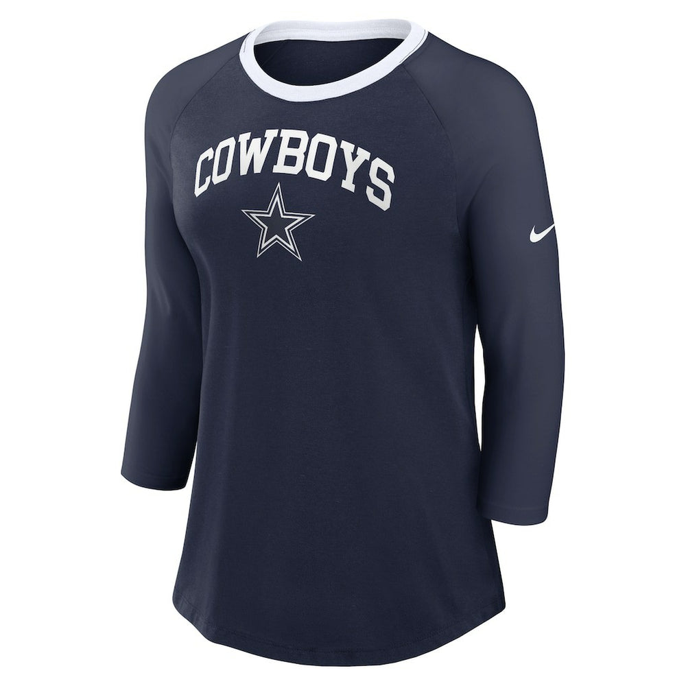 Dallas Cowboys Women's 3/4 Sleeve Raglan Fashion Top Navy