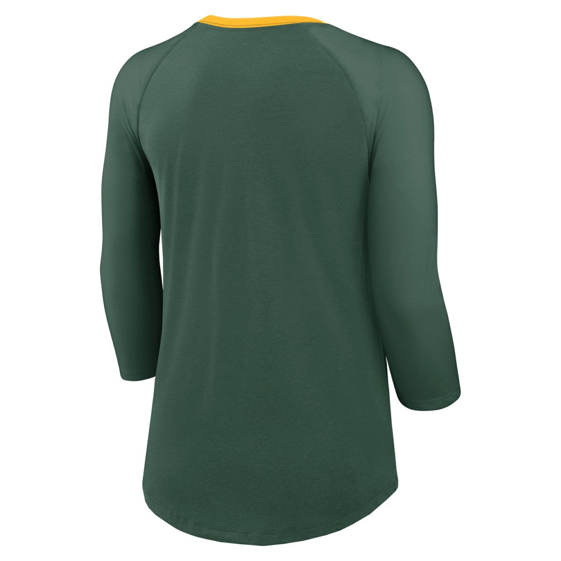 Green Bay Packers Women's 3/4 Sleeve Raglan Fashion Top Green