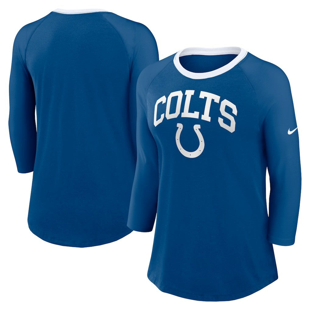 Indianapolis Colts Women's 3/4 Sleeve Raglan Fashion Top Royal