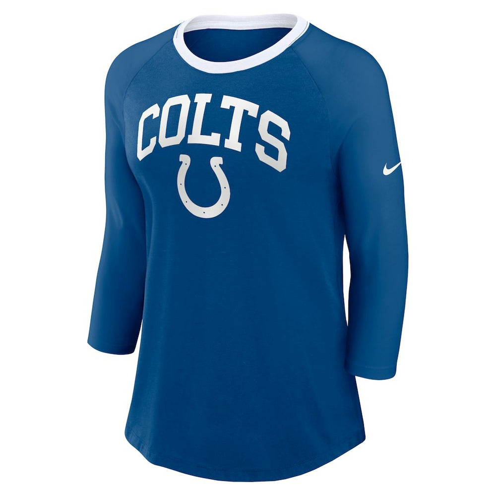 Indianapolis Colts Women's 3/4 Sleeve Raglan Fashion Top Royal