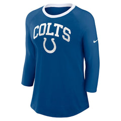 Indianapolis Colts Women's 3/4 Sleeve Raglan Fashion Top Royal