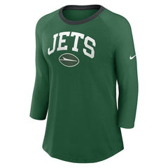 New York Jets Women's 3/4 Sleeve Raglan Fashion Top Green