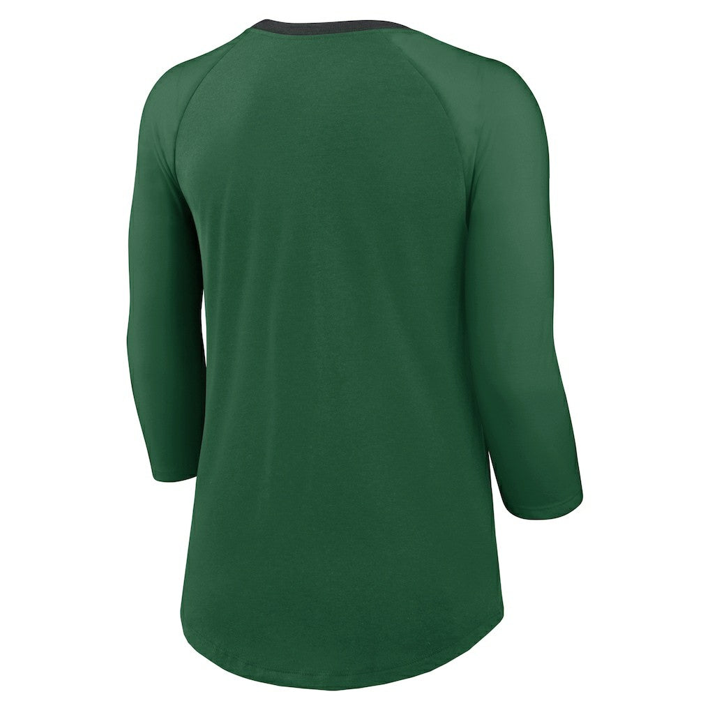 New York Jets Women's 3/4 Sleeve Raglan Fashion Top Green