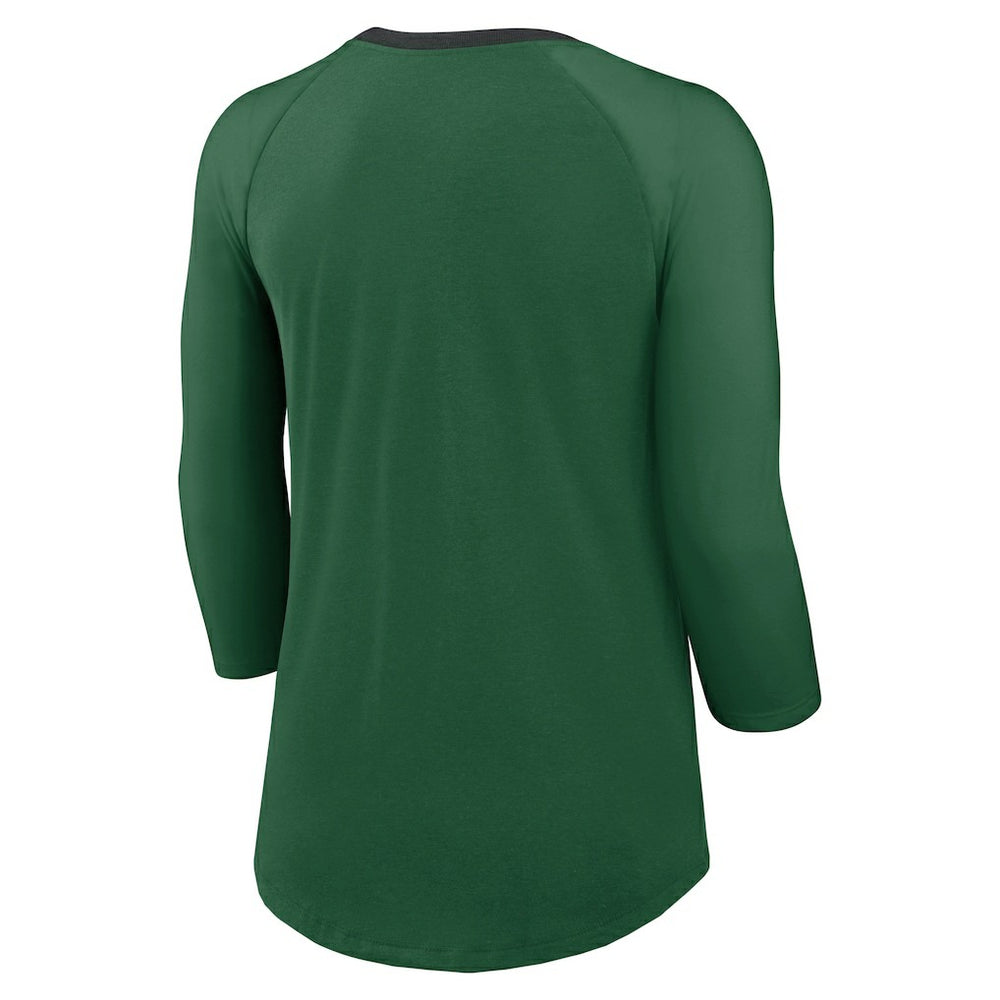 New York Jets Women's 3/4 Sleeve Raglan Fashion Top Green