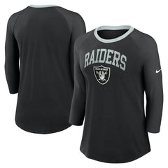 Las Vegas Raiders Women's 3/4 Sleeve Raglan Fashion Top Black