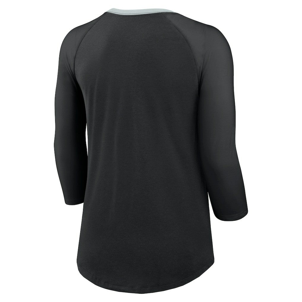 Las Vegas Raiders Women's 3/4 Sleeve Raglan Fashion Top Black