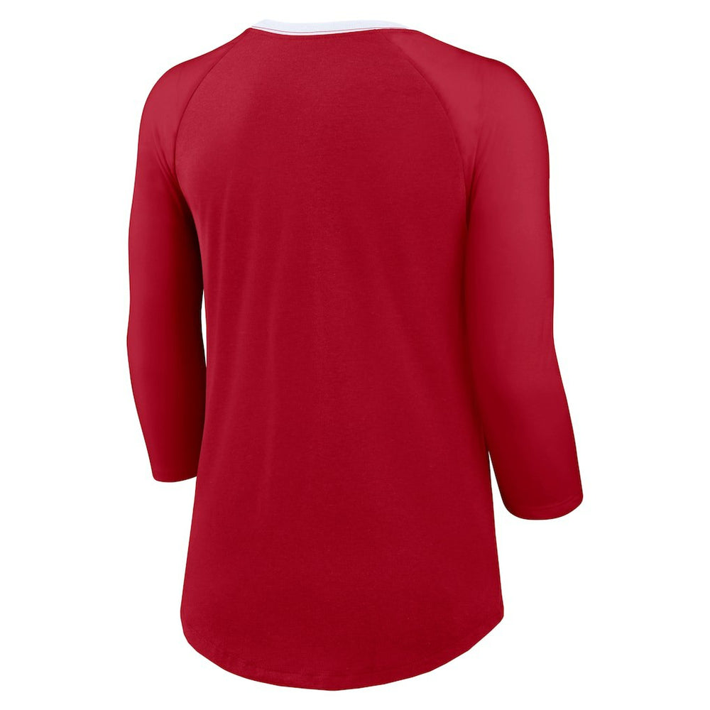 San Francisco 49ers Women's 3/4 Sleeve Raglan Fashion Top Scarlet