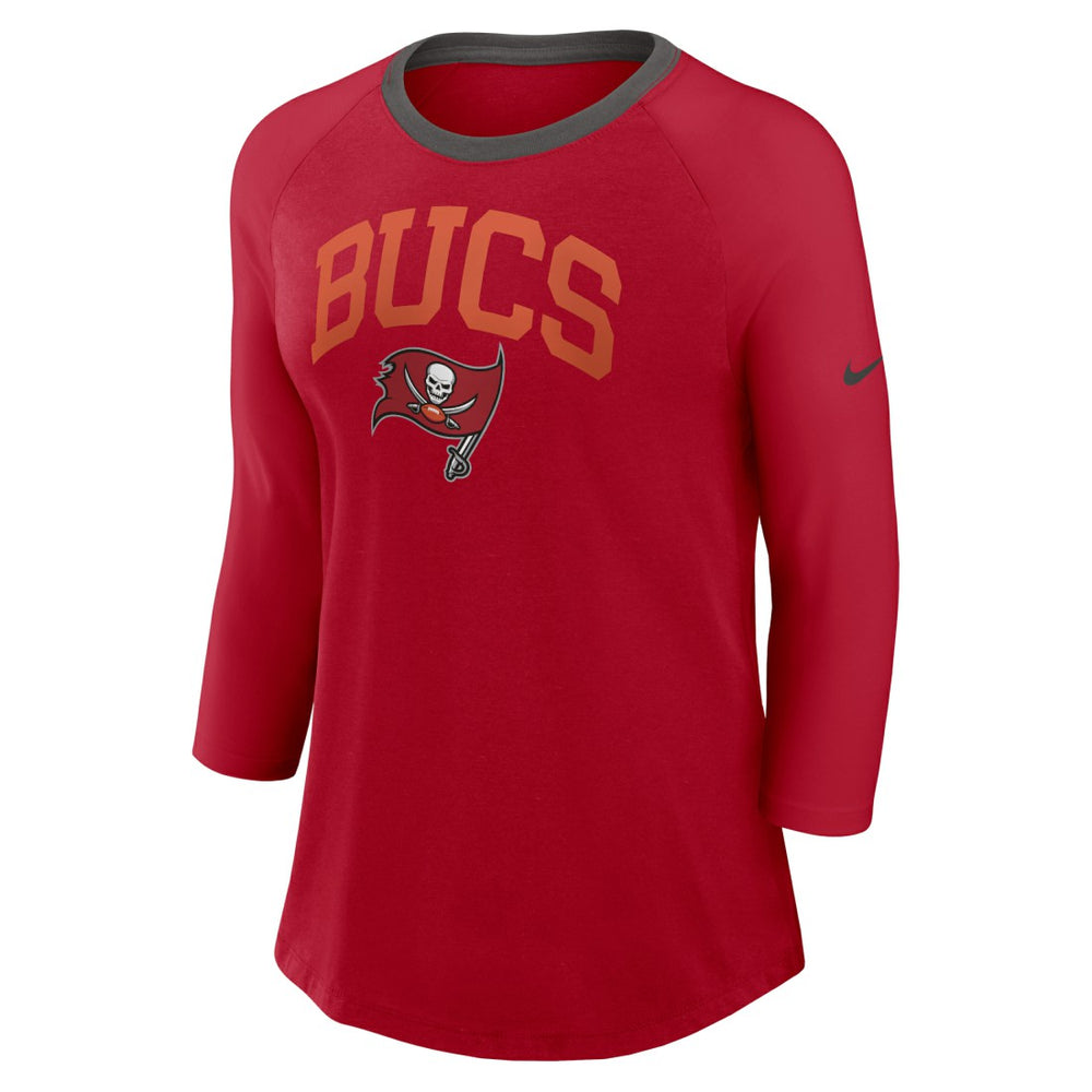 Tampa Bay Buccaneers Women's 3/4 Sleeve Raglan Fashion Top Red