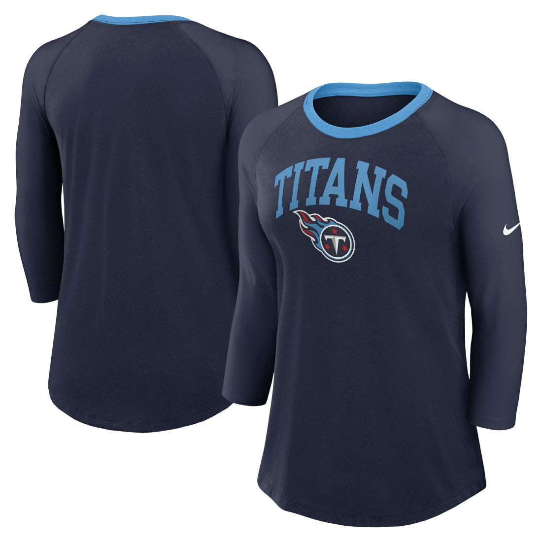 Tennessee Titans Women's 3/4 Sleeve Raglan Fashion Top Navy