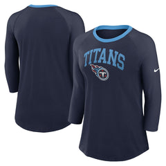 Tennessee Titans Women's 3/4 Sleeve Raglan Fashion Top Navy