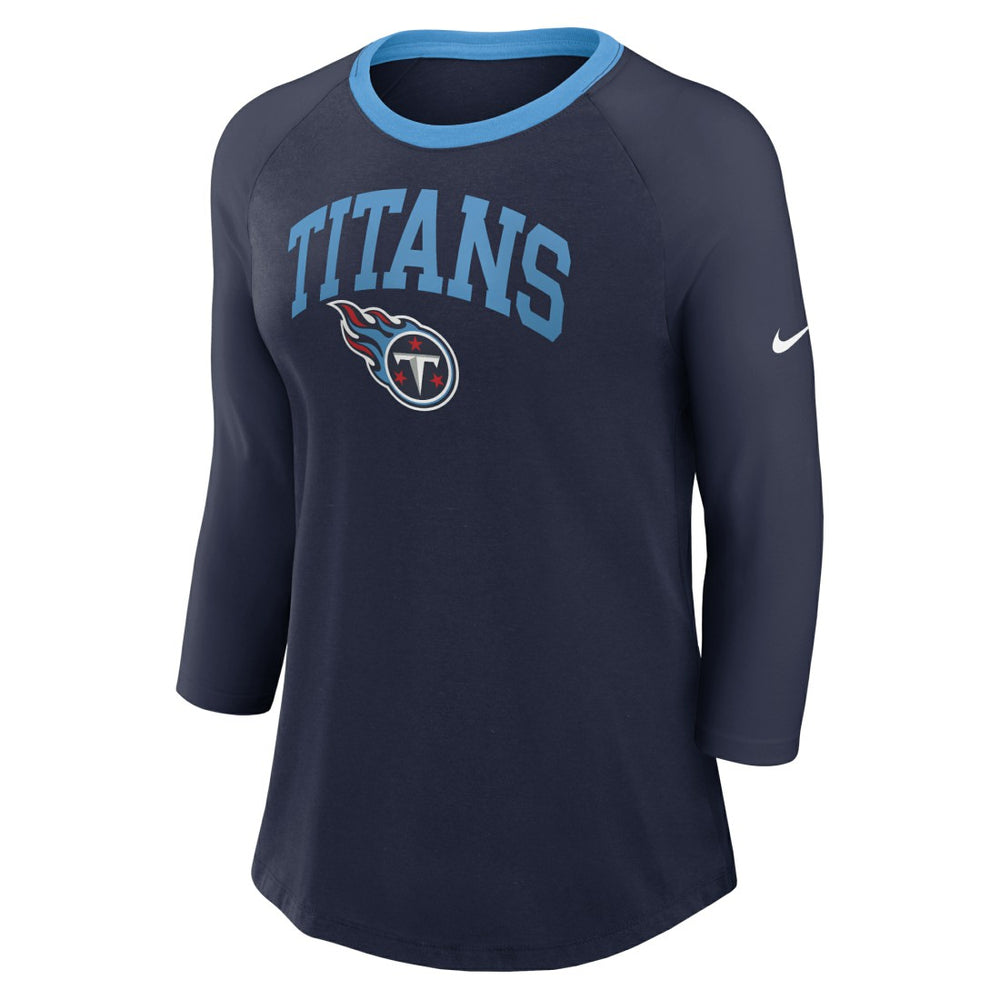 Tennessee Titans Women's 3/4 Sleeve Raglan Fashion Top Navy
