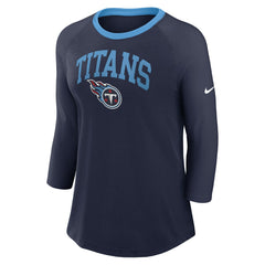 Tennessee Titans Women's 3/4 Sleeve Raglan Fashion Top Navy