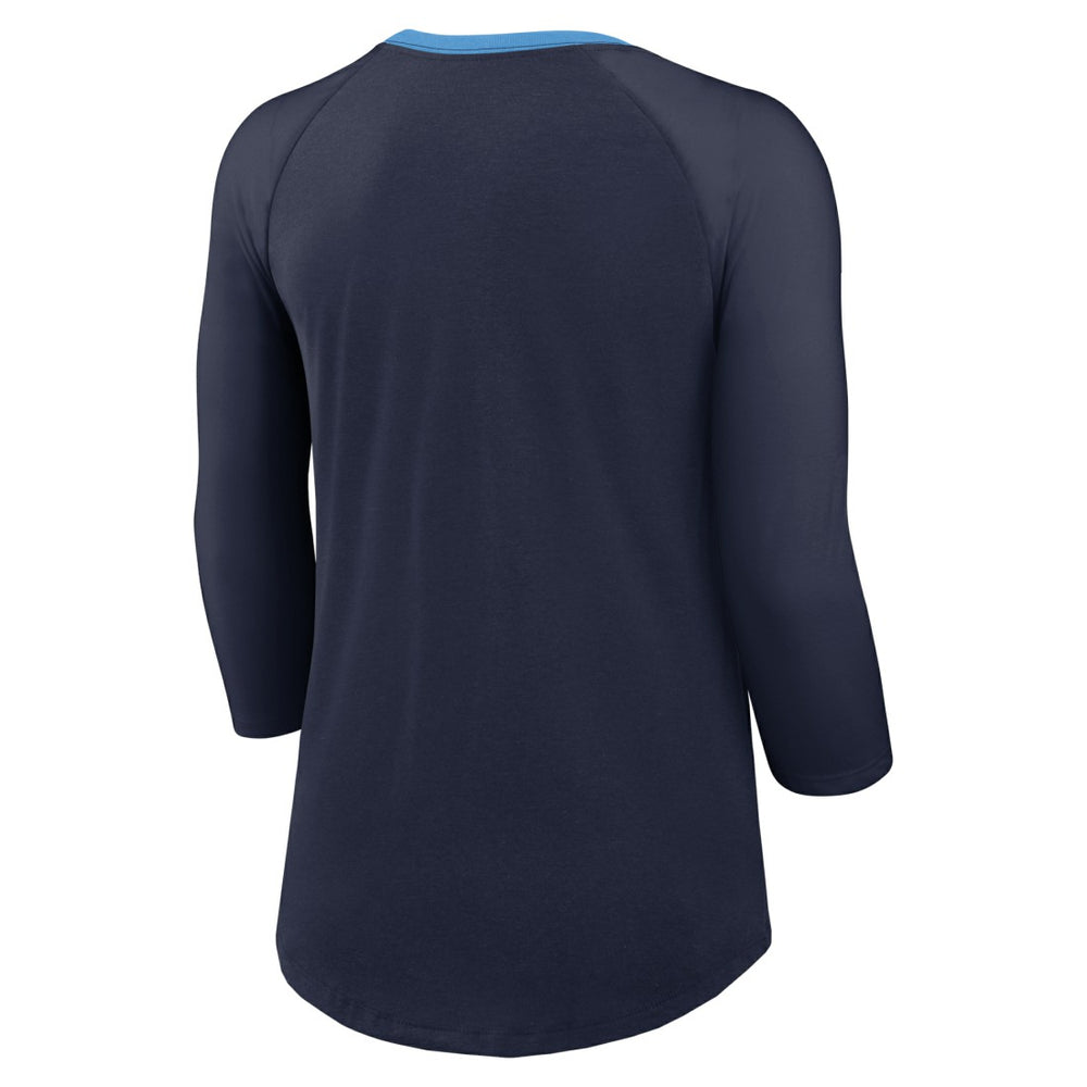Tennessee Titans Women's 3/4 Sleeve Raglan Fashion Top Navy