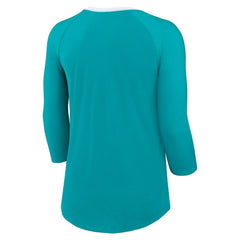 Miami Dolphins Women's 3/4 Sleeve Raglan Fashion Top Aqua