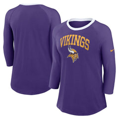 Minnesota Vikings Women's 3/4 Sleeve Raglan Fashion Top Purple
