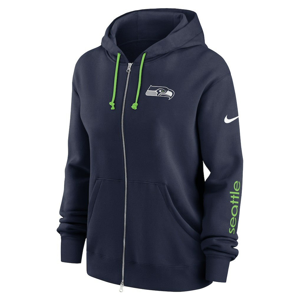 Seattle Seahawks Women's Plus Size Phoenix Full-Zip Hoodie College Navy