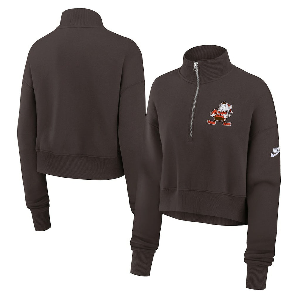 Cleveland Browns Women's Rewind Phoenix Half-Zip Sweatshirt Brown