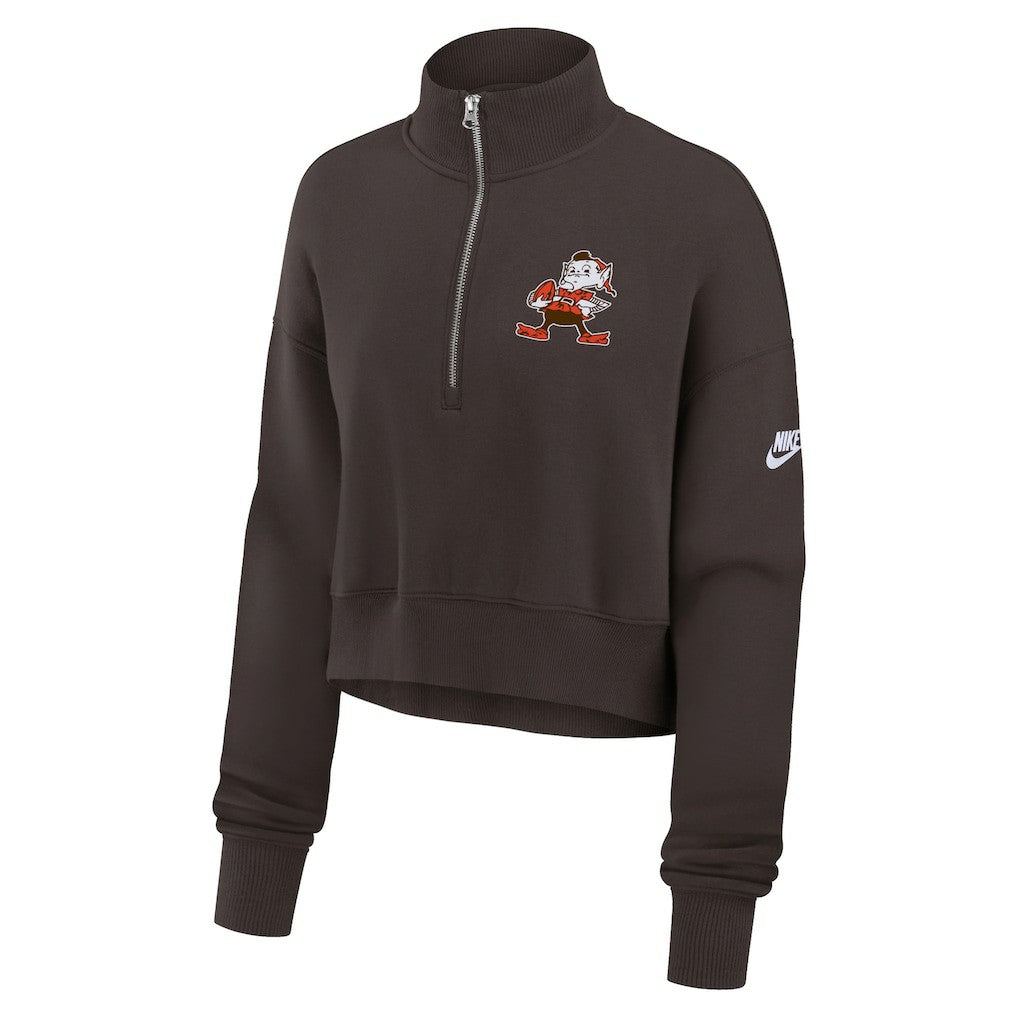 Cleveland Browns Women's Rewind Phoenix Half-Zip Sweatshirt Brown