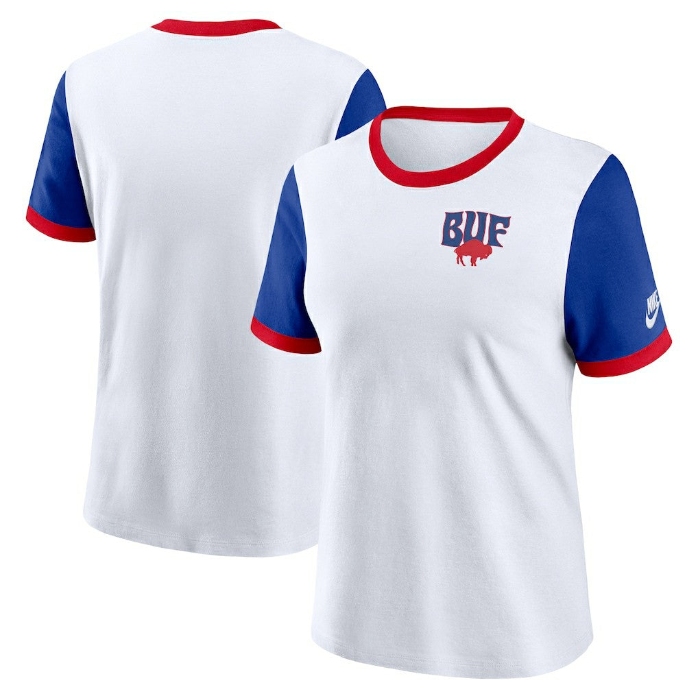Buffalo Bills Women's Rewind Ringer T-Shirt White/Royal