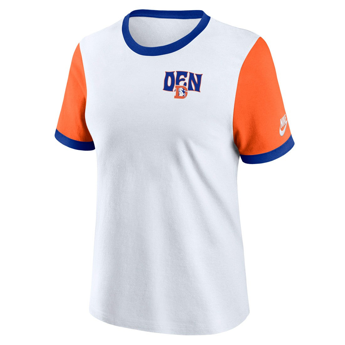 Denver Broncos Women's Rewind Ringer T-Shirt White/Orange