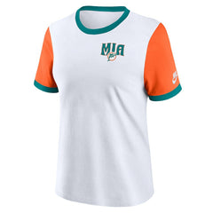 Miami Dolphins Women's Rewind Ringer T-Shirt White/Orange