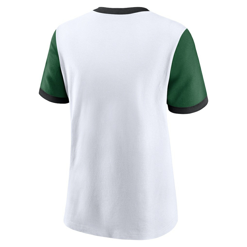 New York Jets Women's Rewind Ringer T-Shirt White/Green