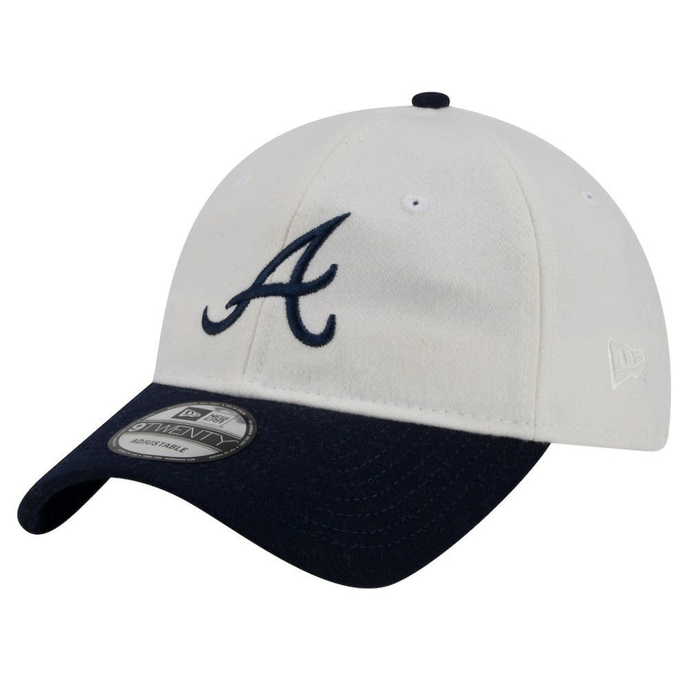 Atlanta Braves New Era Leather Strap 9TWENTY Adjustable Hat - Cream Hats