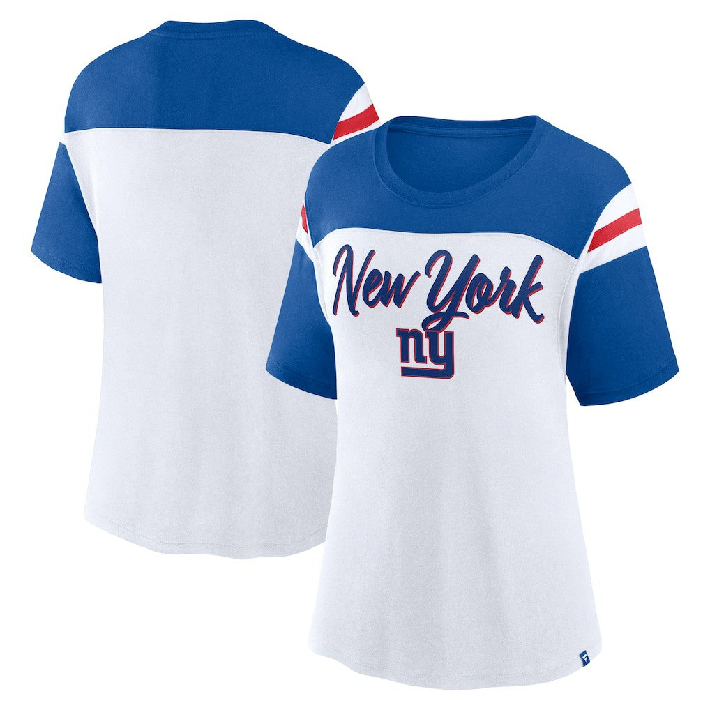 New York Giants Women's Cheer Chant Fashion Crop Top White/Royal