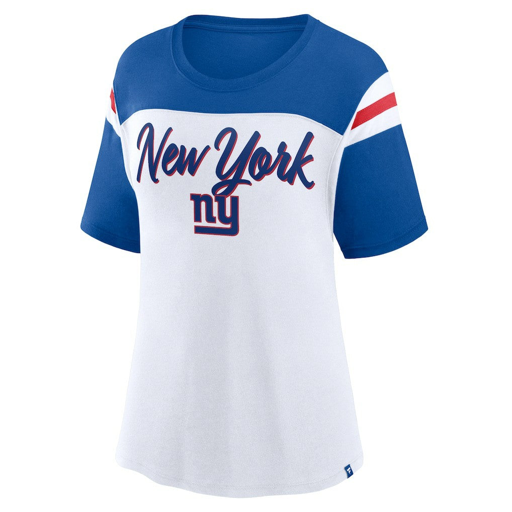 New York Giants Women's Cheer Chant Fashion Crop Top White/Royal