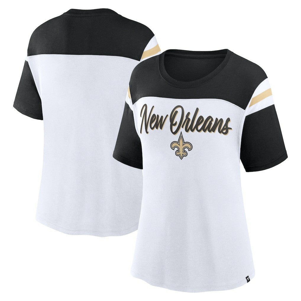 New Orleans Saints Women's Cheer Chant Fashion Crop Top White/Black